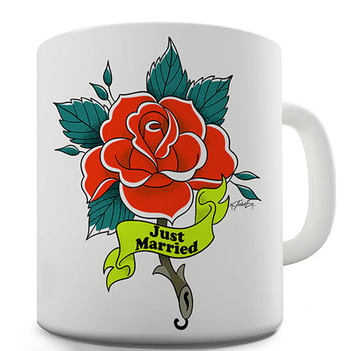 Just Married Rose Tattoo Novelty Mug