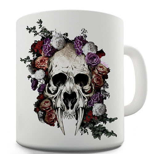 Sabretooth Skull Flowers Funny Mug