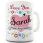 Love You Valentine Heart Banner Personalised Novelty Mug