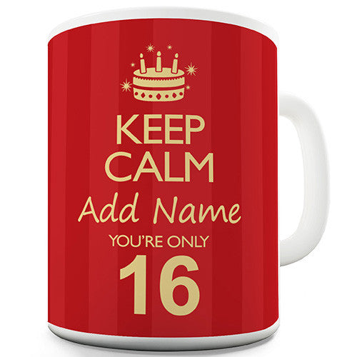 Keep Calm Birthday Age Personalised Red Funny Mug