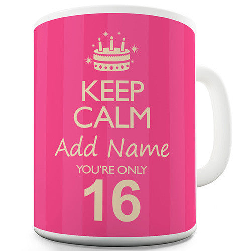 Keep Calm Birthday Age Personalised Pink Novelty Mug