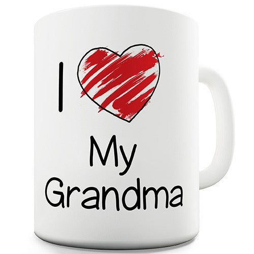 Heart Sketch Scribble I Love Grandma Novelty Mug