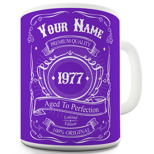 Personalised Purple Birthday Aged To Perfection Funny Novelty Mug Cup