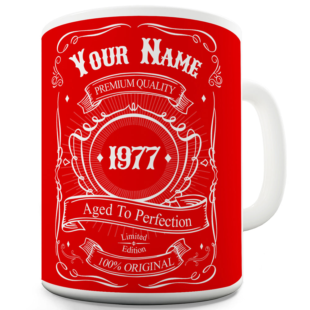 Personalised Red Birthday Aged To Perfection Funny Mug