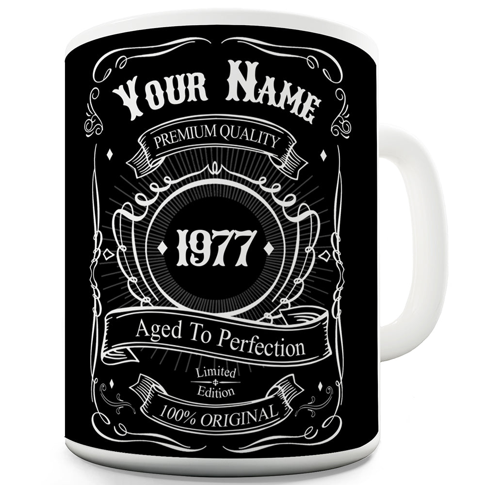 Personalised Black Birthday Aged To Perfection Funny Office Secret Santa Mug