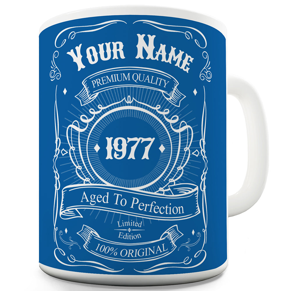 Personalised Blue Birthday Aged To Perfection Mug - Unique Coffee Mug, Coffee Cup