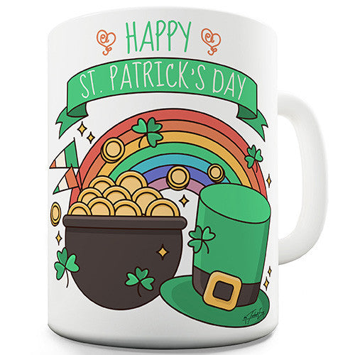 Happy St Patrick's Day Irish Doodle Rainbow Novelty Mug