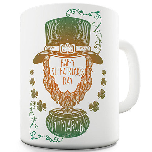 Happy St Patrick's Day 17th March Leprechaun Hat Pot of Gold Funny Mug