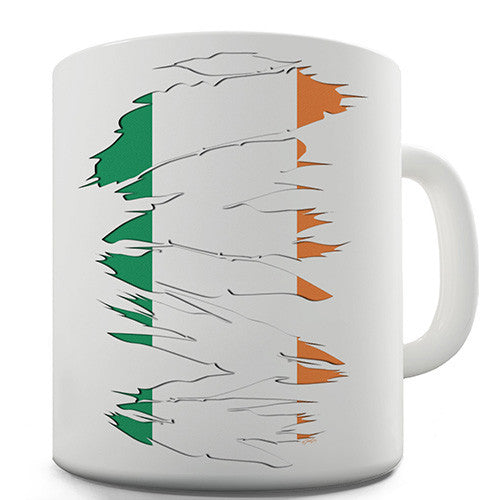 Irish Flag Ripped Fabric Novelty Mug