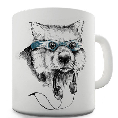 Super Wolf Headphones Funny Mug