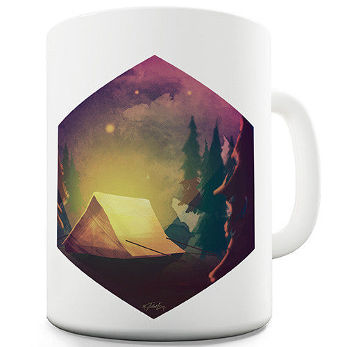 Camping Hexagon Night Time Ceramic Mug