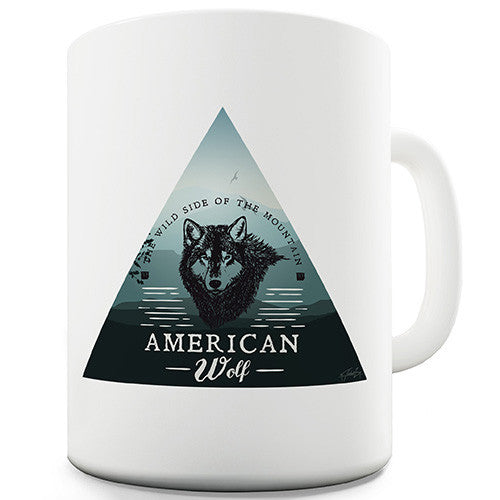 American Wolf Dark Landscape Triangle Ceramic Mug