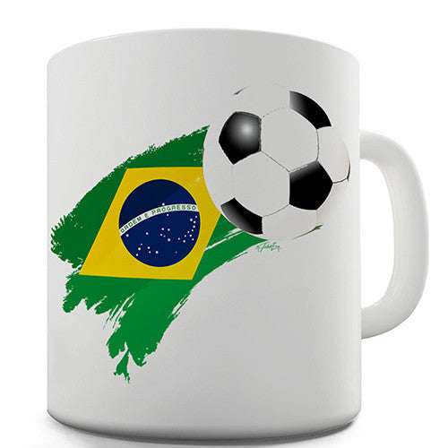 Brazil Football Flag Paint Splat Ceramic Mug