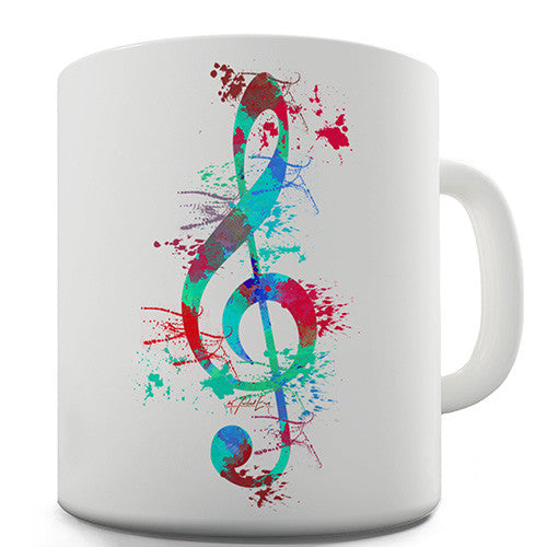 Treble Clef Paint Splats Ceramic Mug