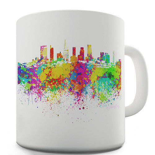 Los Angeles Skyline Ink Splats Novelty Mug