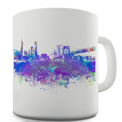 New York Skyline Ink Splats Funny Mug