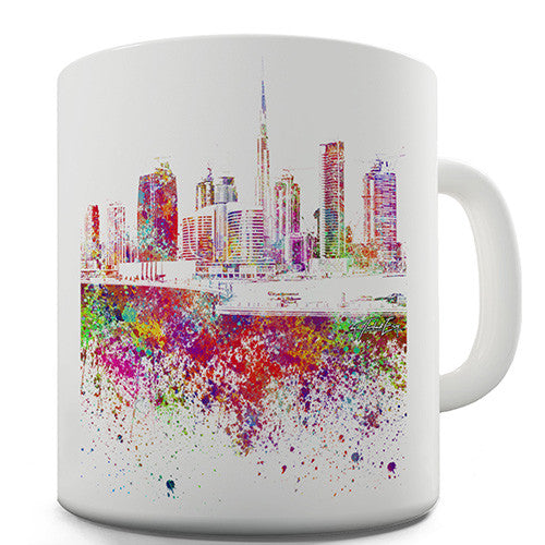 Dubai Skyline Ink Splats Ceramic Mug