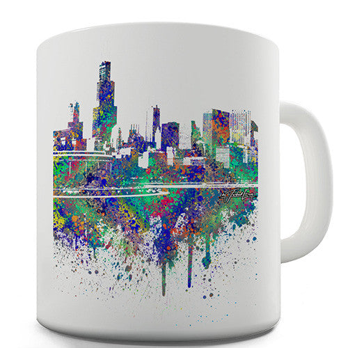 Chicago Skyline Ink Splats Novelty Mug