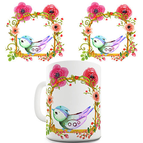 Watercolour Bird Flowers Ceramic Mug