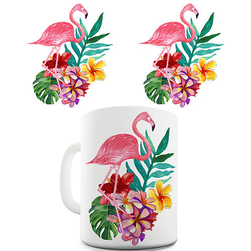 Watercolour Flamingo Flowers  Novelty Mug