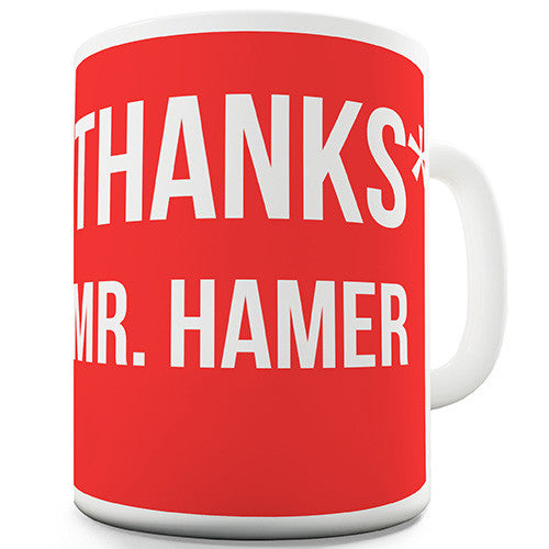 Red Personalised Thanks Teacher Name Funny Mug