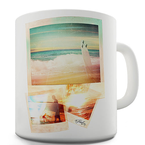 Summer Surfboard Polaroids Ceramic Mug