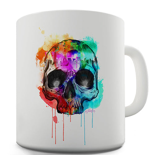 Paint Drips Skull Ceramic Mug