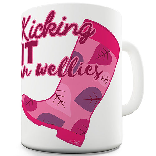 Kicking It In Wellies Novelty Mug