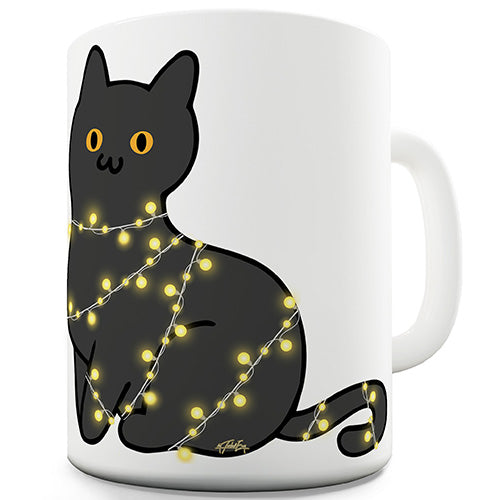 Cat Christmas Lights Ceramic Mug