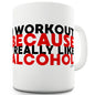 I Work Out Because I Like Alcohol Funny Mug