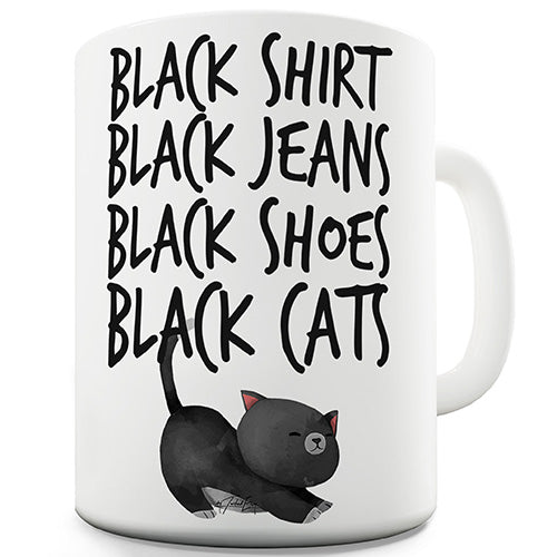 Black Shirt Jeans Shoes Cats Funny Mug