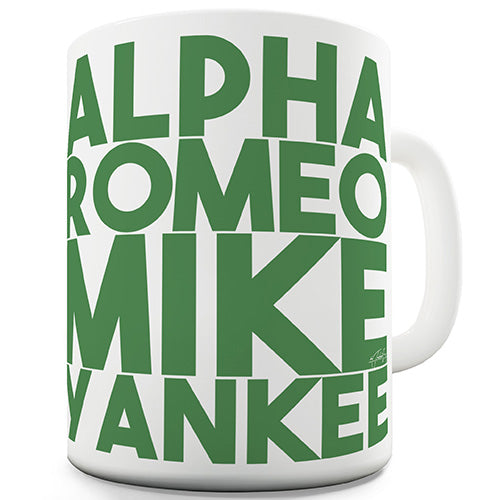 Alpha Romeo Mike Yankee Novelty Mug