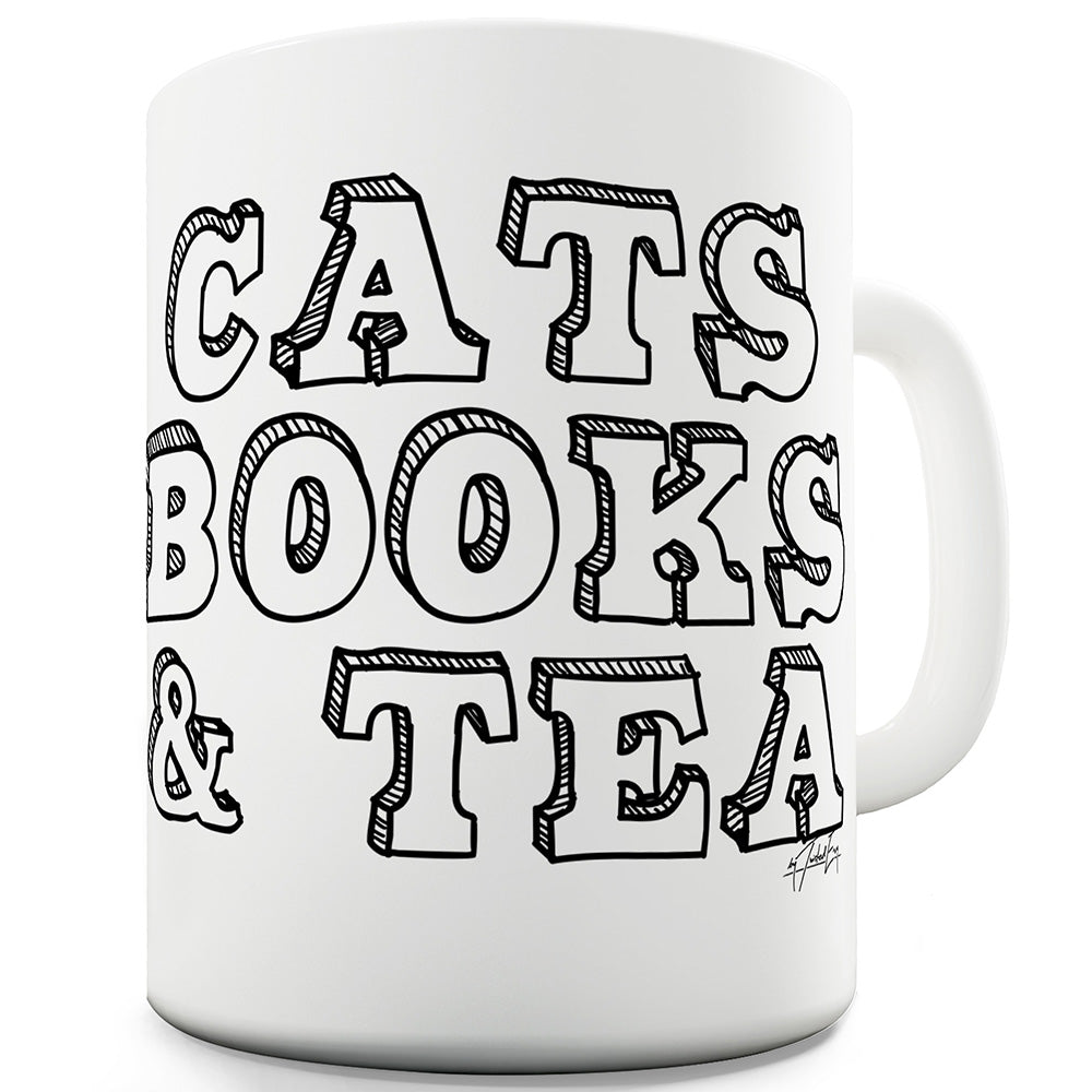 Cats, Books & Tea Funny Mugs For Work