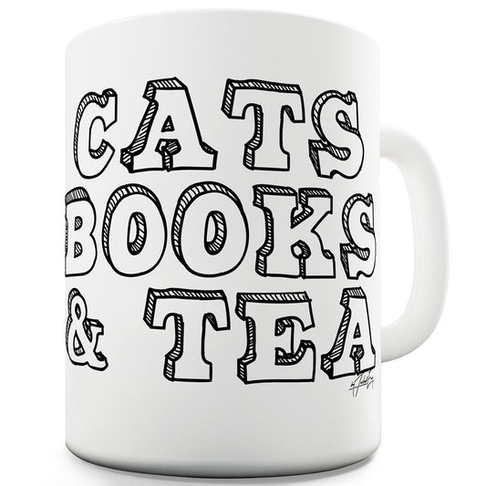 Cats, Books & Tea Funny Mugs For Work