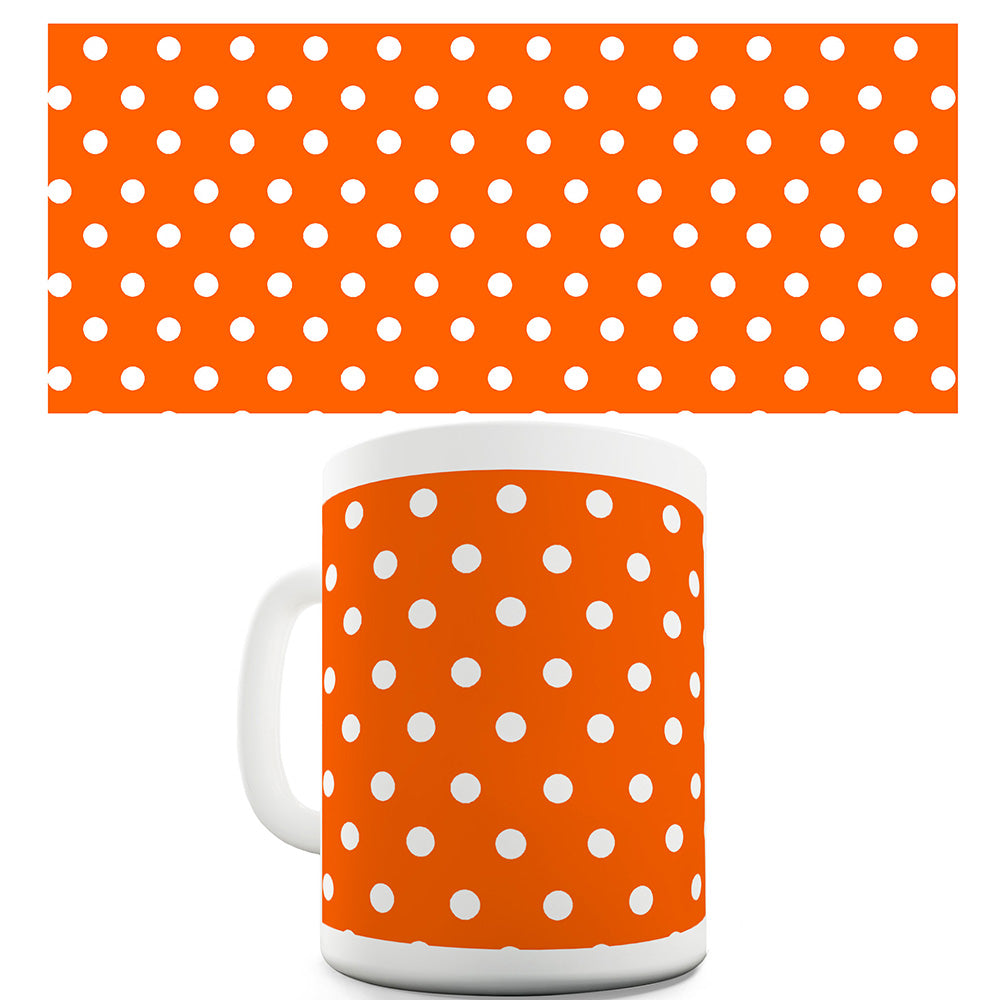 Orange And White Polka Dot Pattern Ceramic Mug