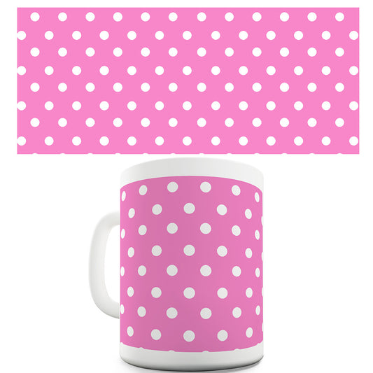 Pink And White Polka Dot Pattern Funny Mugs For Friends