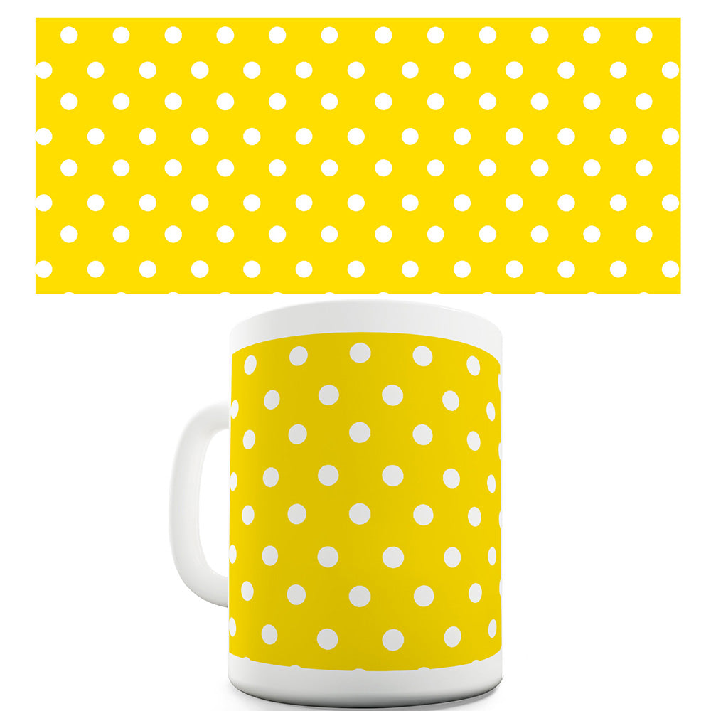 Yellow And White Polka Dot Pattern Funny Mug