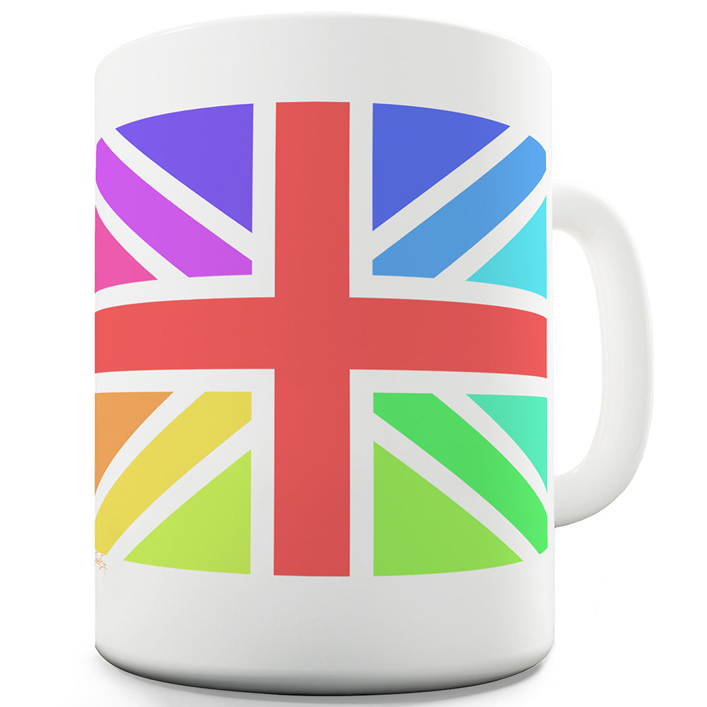 Rainbow Union Jack Ceramic Mug Slogan Funny Cup