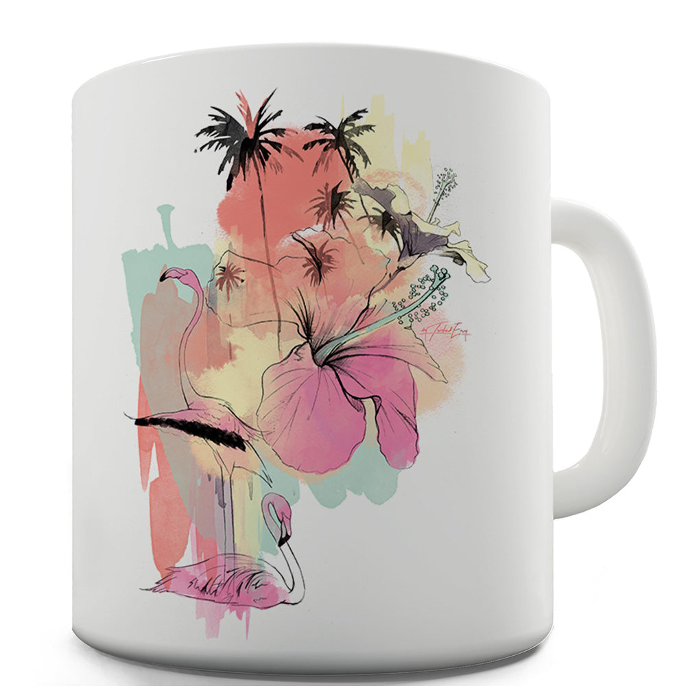 Pastel Flower Flamingos Funny Mugs For Men