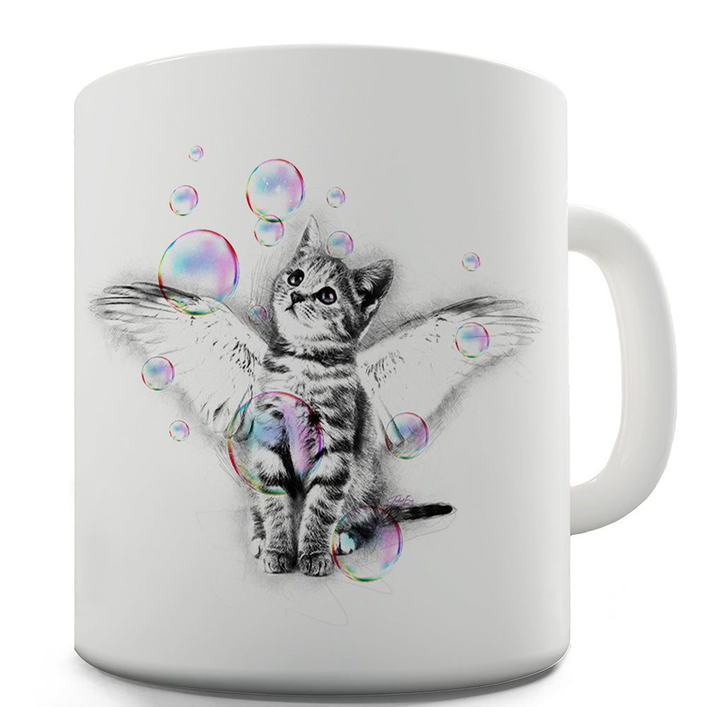 Angel Kitten Bubbles Funny Mugs For Men Rude