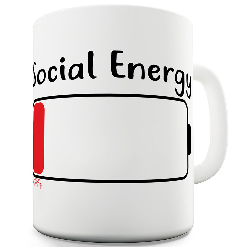 Low Social Energy Ceramic Mug Slogan Funny Cup