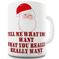 Santa Tell Me What You Want Ceramic Mug Slogan Funny Cup