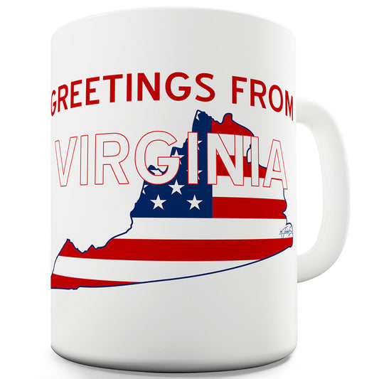 Greetings From Virginia Flag Ceramic Tea Mug