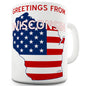 Greetings From Wisconsin Flag Ceramic Mug Slogan Funny Cup