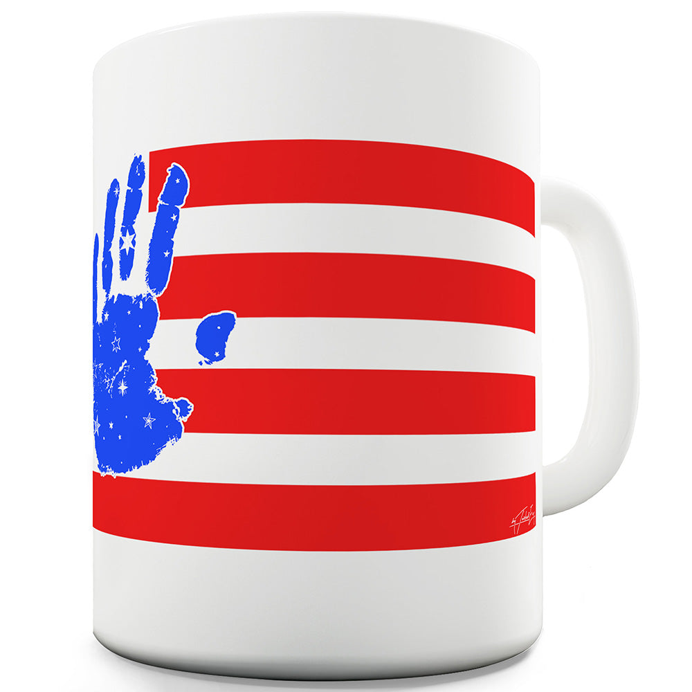 Hand 4th July Flag Funny Office Secret Santa Mug