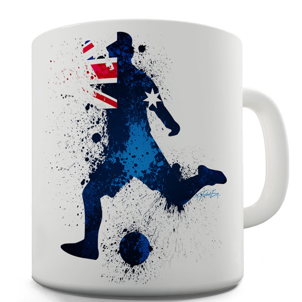 Football Soccer Silhouette Australia Ceramic Novelty Gift Mug