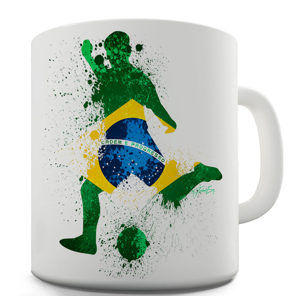 Football Soccer Silhouette Brazil Funny Coffee Mug