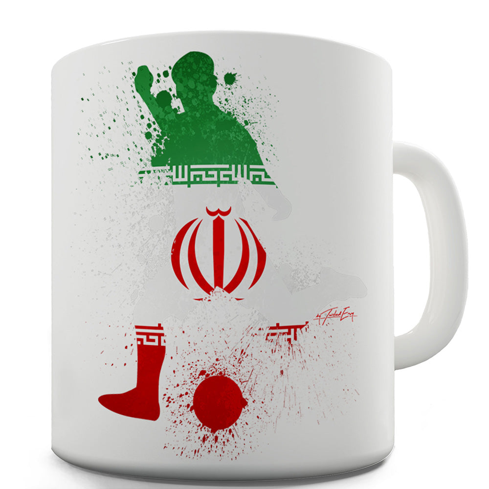 Football Soccer Silhouette Iran Ceramic Tea Mug