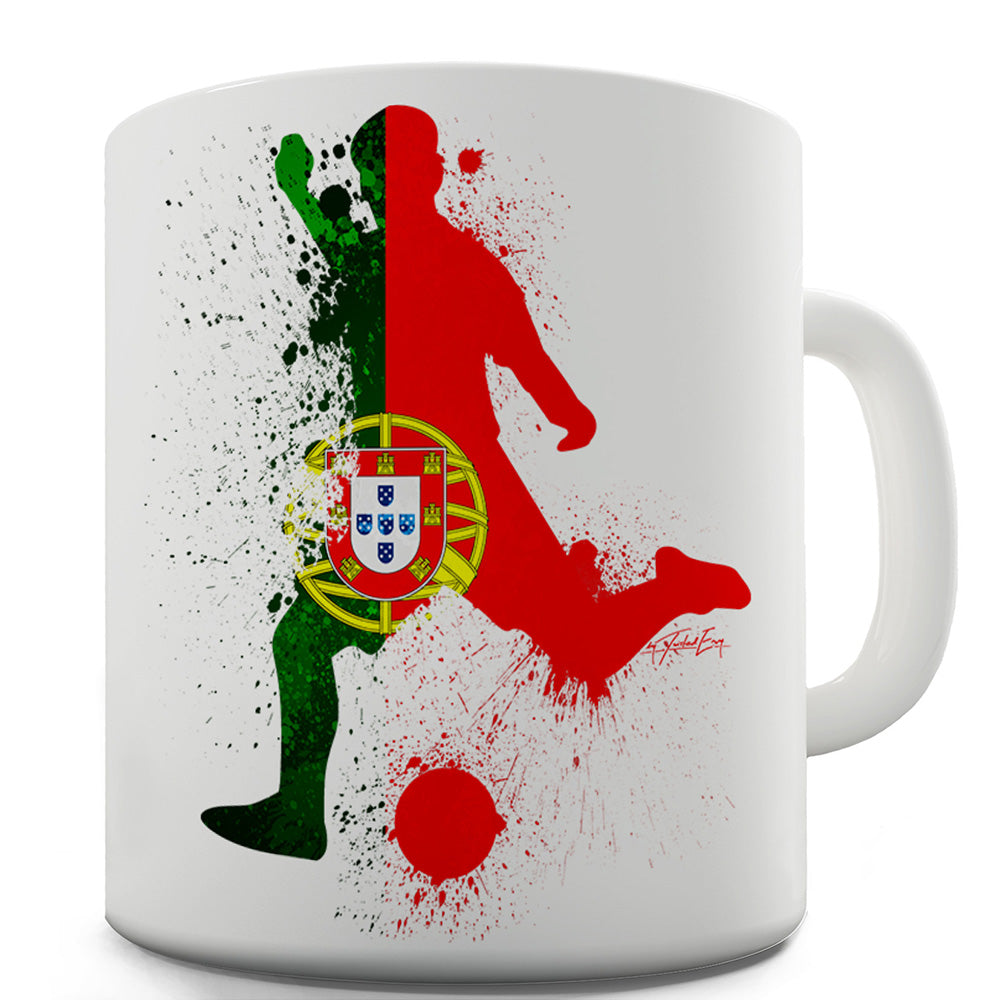 Football Soccer Silhouette Portugal Ceramic Mug Slogan Funny Cup