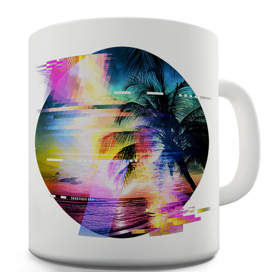 Palm Tree Glitch Art Funny Mugs For Friends